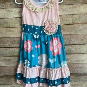 Floral Delight Pink and Blue Kids Dress